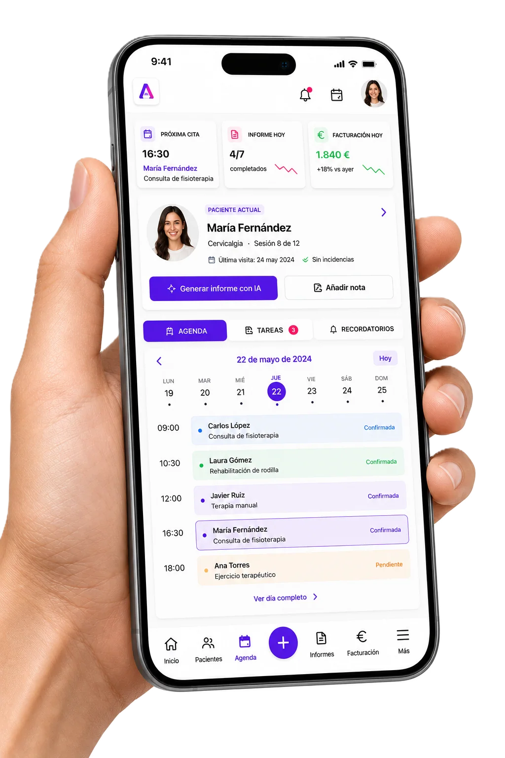 App de fisioterapia con IA para gestionar citas y pacientes